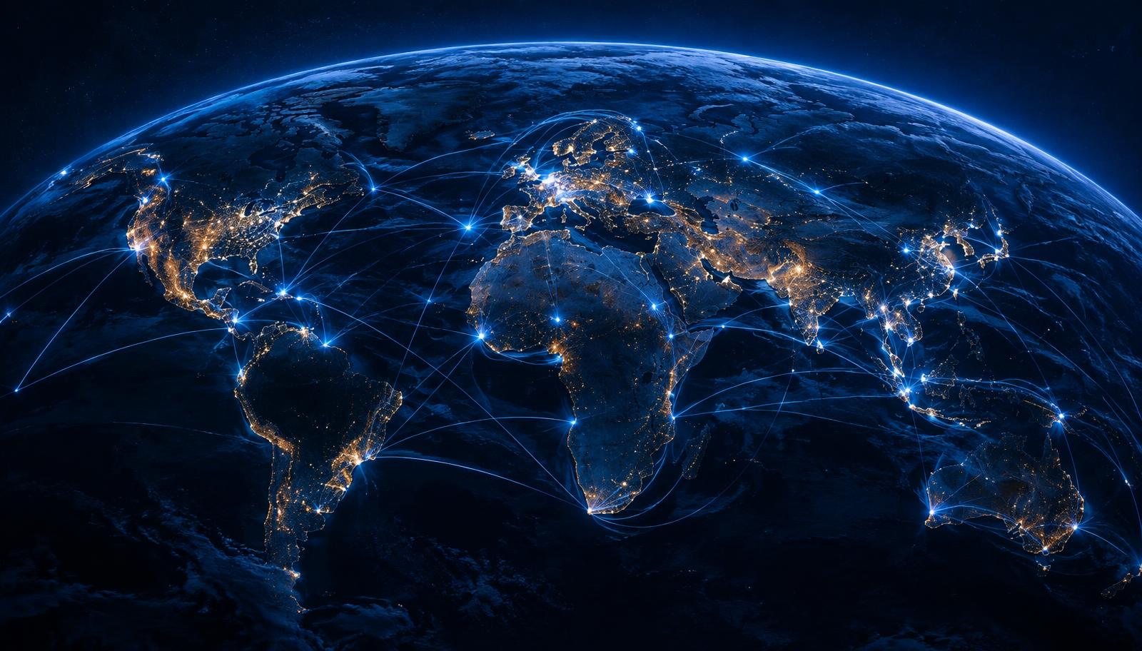 Glowing global trade network